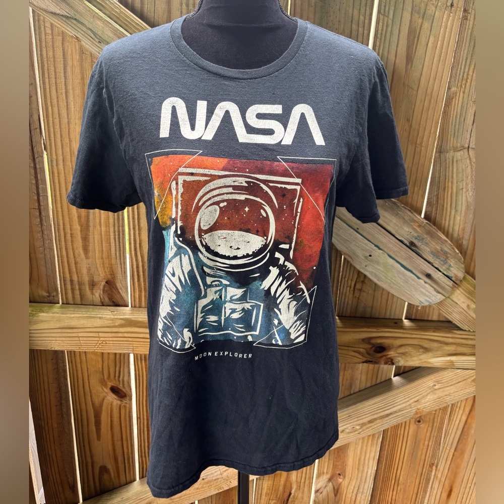 Hyper Space NASA Moon Explorer Black Cotton Short Sleeve T-Shirt Size S